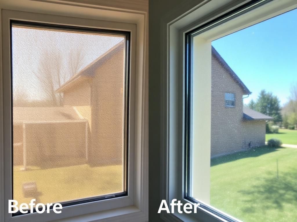 Before and after window cleaning by AquaPro